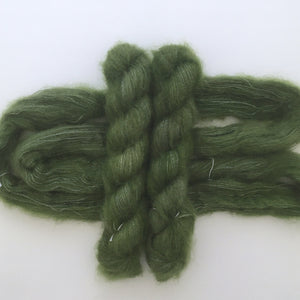 Laine lace mohair soie, coloris vert "Forêt" teint à la main
